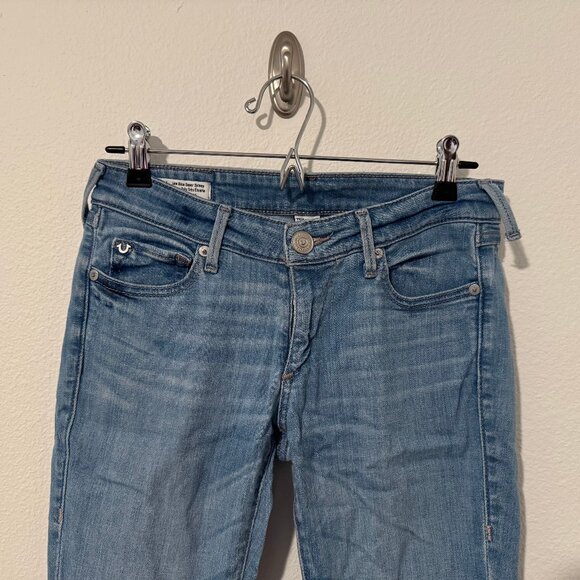 True Religion Casey Light Low Rise Super Skinny Flap Pocket Jeans Sz 26 (28x28) - Picture 3 of 14